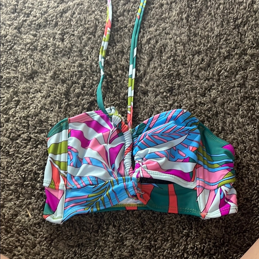 Colorful Tropical Print Bikini Top